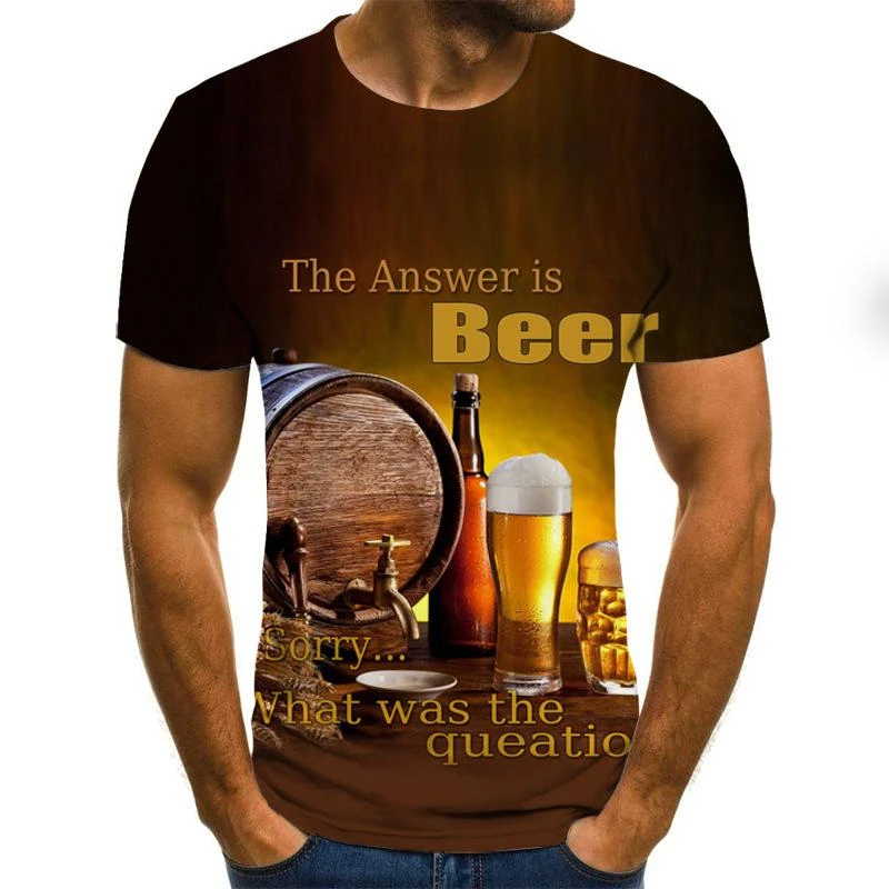 Funny Beer 3D Printed T Shirt For Men Summer Short Sleeve O Neck Tees Tops Funky Personality High Quality Harajuku Style TShirts