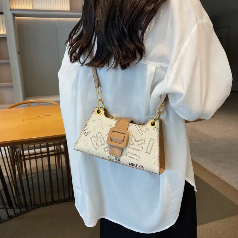 

2024 Trendy Mini Square Shoulder Bag PU Leather Vintage Letter Print Women Casual Retro Crossbody Daily Purse