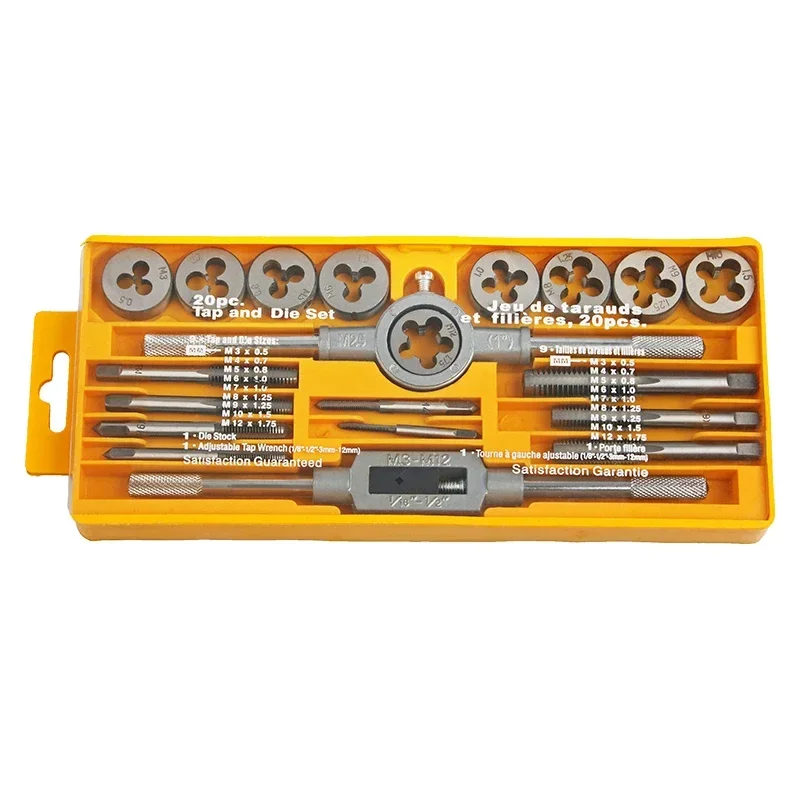 Vendas quentes torneira e parafuso morrer suíte mão rosca torneira chave parafuso morrer deriva titular rosca métrica conjunto de combinação