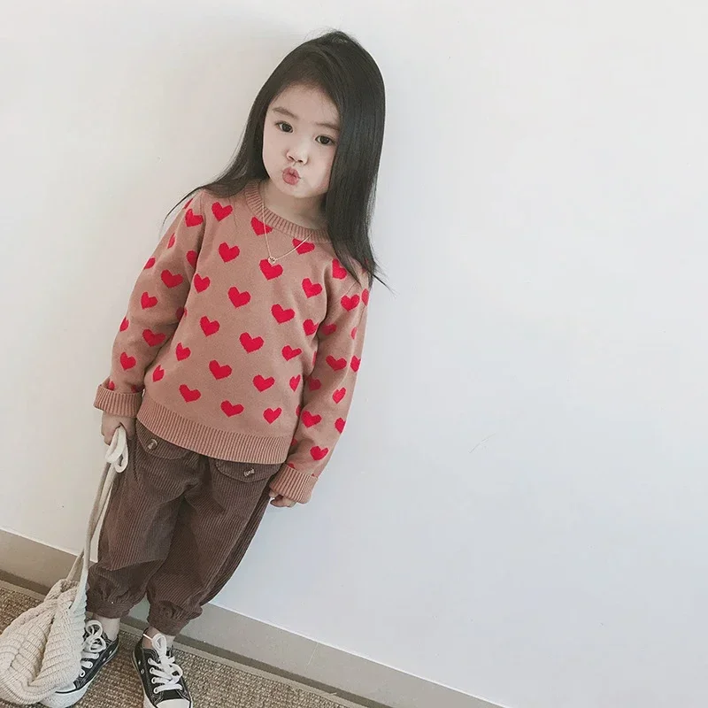 

Autumn Spring Baby Girls Sweaters Kids Clothes Children Cotton Knitted Sweater Baby Girls Cute Love Heart Sweater Cardigan