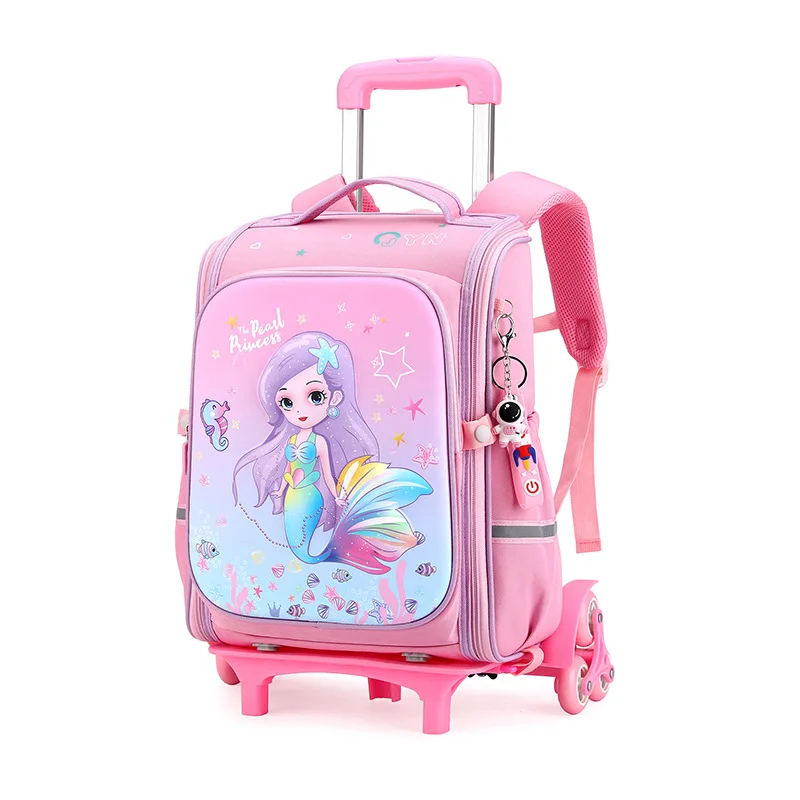 

Children's Wheeled Backpack School Bags for Girls Rolling Backpack Cute Cartoon Trolley School Bag Child Students Backpacks