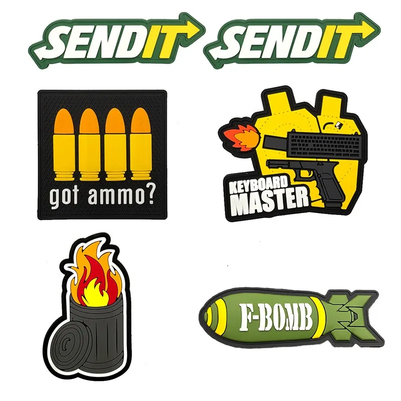 

PVC Luminous Patch Tactical Magazine Morale Badge Missile Trash Can Flame Hook and Loop Patch Armband Backpack Sticker