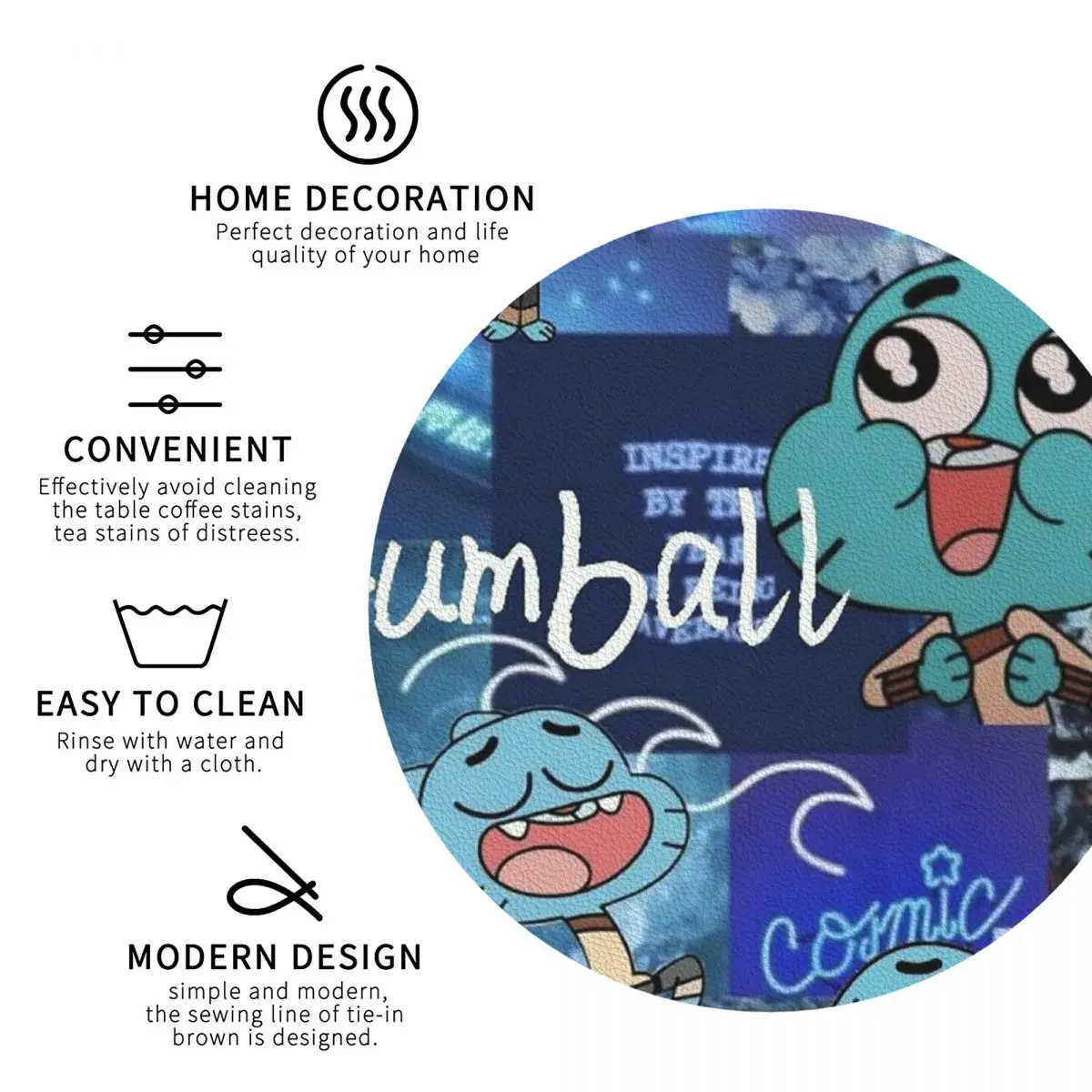 Gumball Watterson العالم المذهل من Gumball أنيمي الوقايات المطبخ المفارش كوب عازل القهوة الحصير أدوات المائدة منصات #2