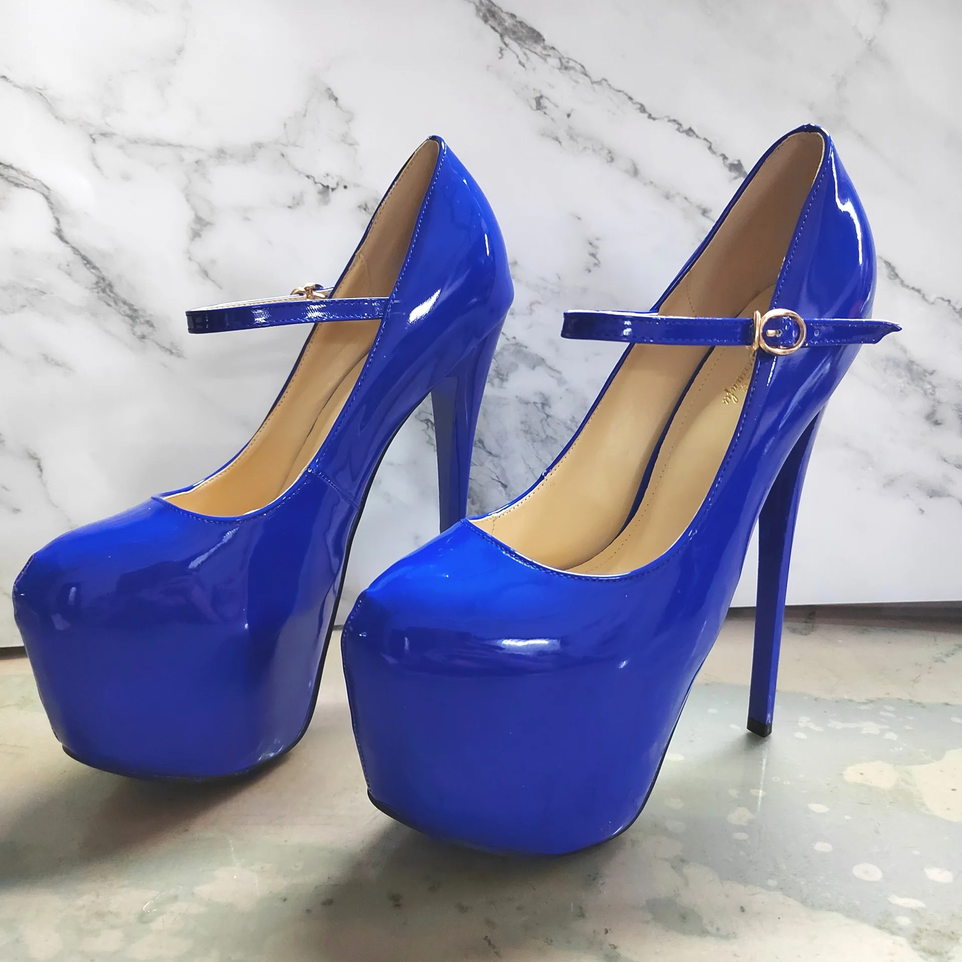 

Pole Dance High Heels 19/22cm Super Extreme Platform Women's Pumps Metal Heel Size 50 Sexy Wen Leisure Heels Mary Jane Style