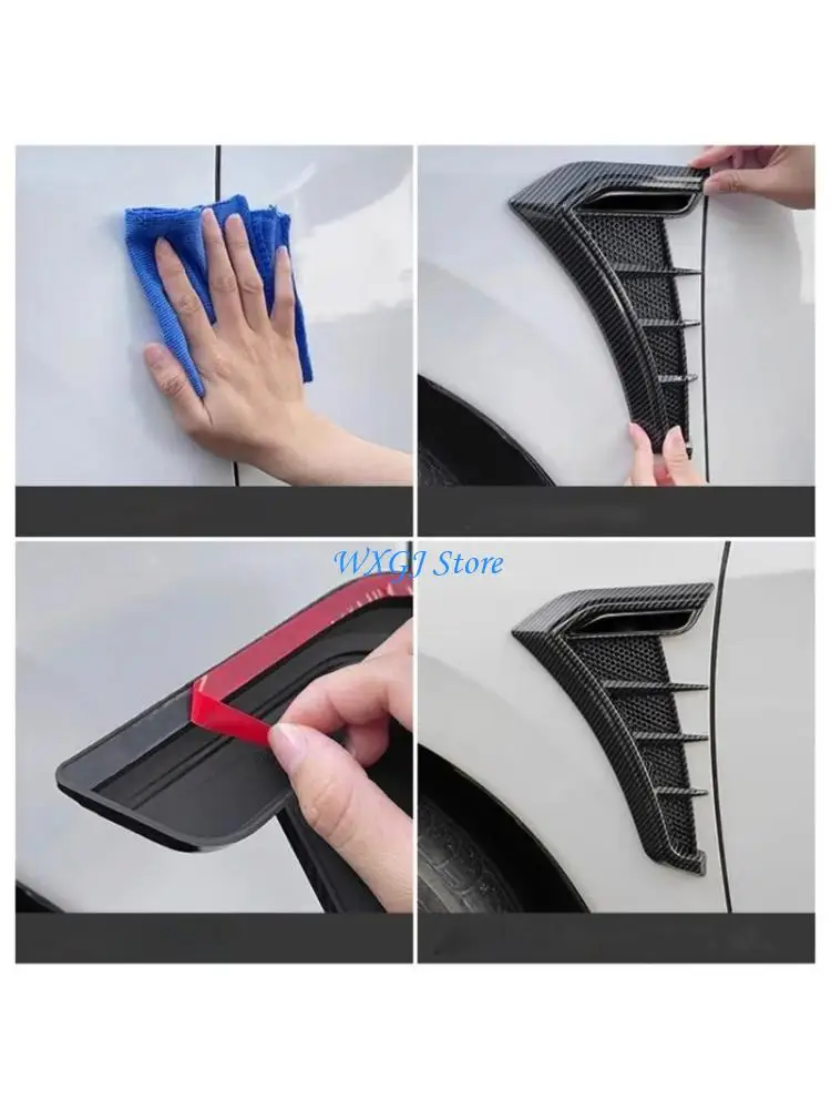 

37JE Car Side Vents, TPU Carbon Fibers Spoilers, Decorative Stickers, Air Flows Intakes Hole Exteriors Decors