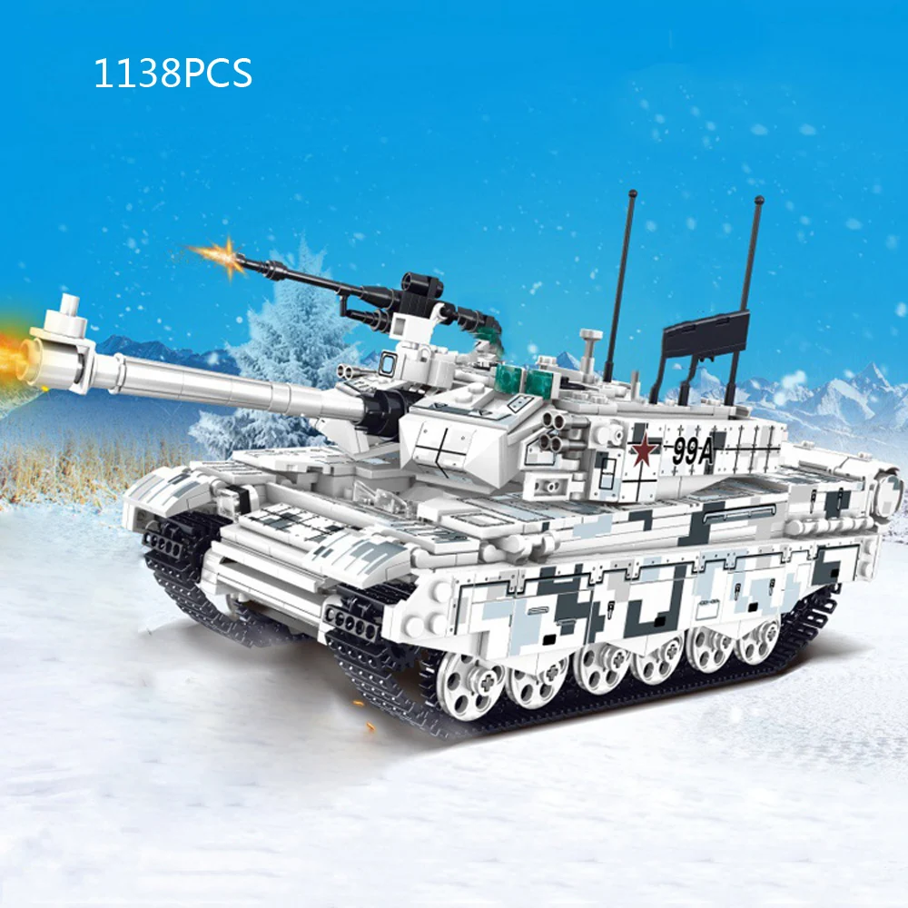 Modern China Snow Type 99A Main Battle Tank Military Vehicle Model Build Block WW2 Army Figure Brick Construction Toy For Gifts