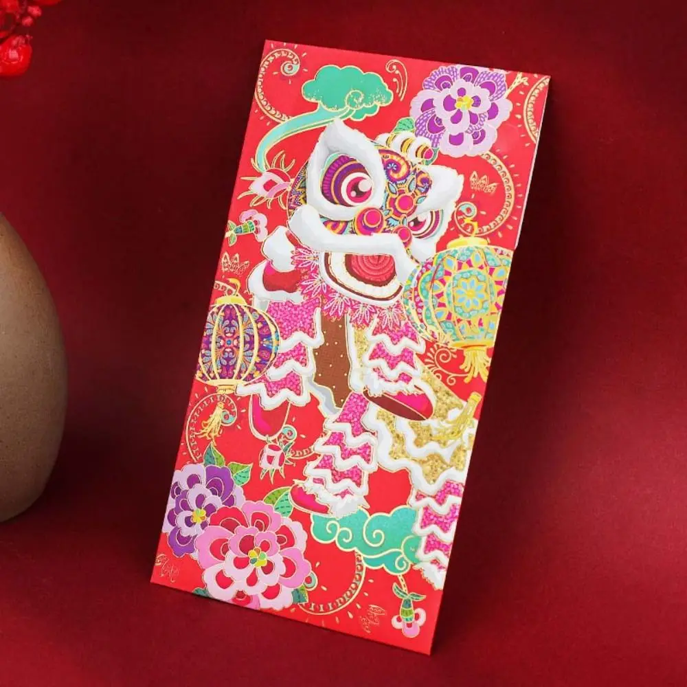 4Pcs/set Stationery Supplies Red Envelope Greeting Card Chinese Dragon Year Money Pocket Spring Festival Party Invitation