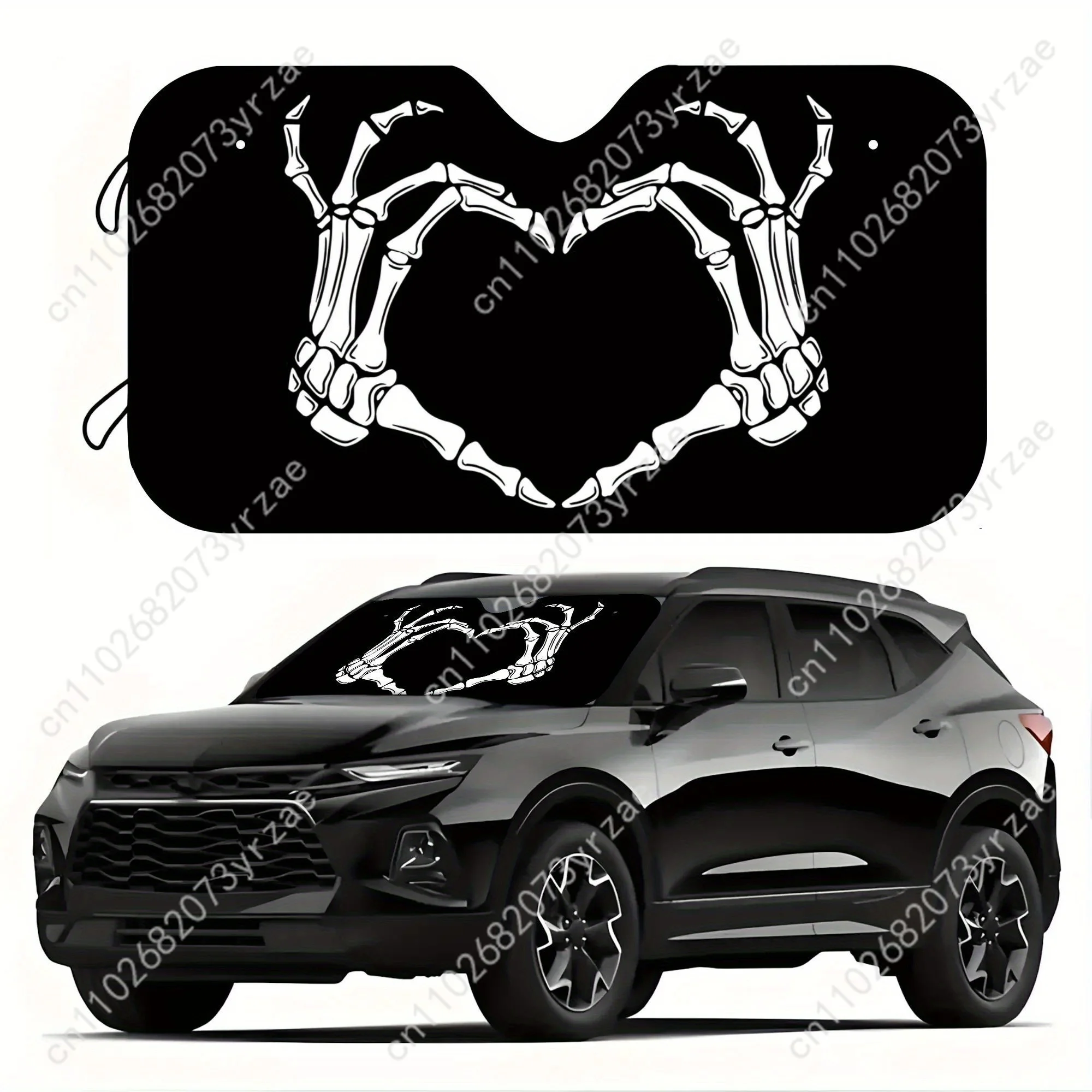 

skull Car Sun Shade Good Heat Insulation Effect Windshield Sunshade Portable Waterproof Easy Clean Car Accessory