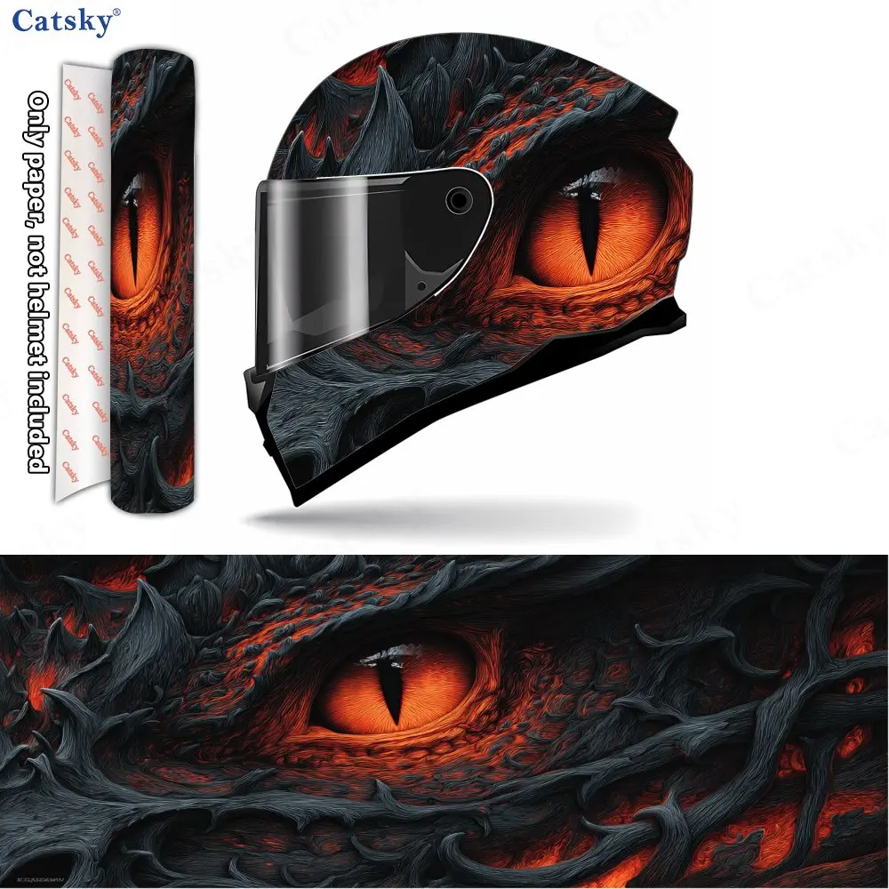 Flame-eyed Dragon-eye Print Helmet stickers , PVC Material Multifunctional Helmet Stickers, Scratch-Resistant & Fade-Proof, Easy