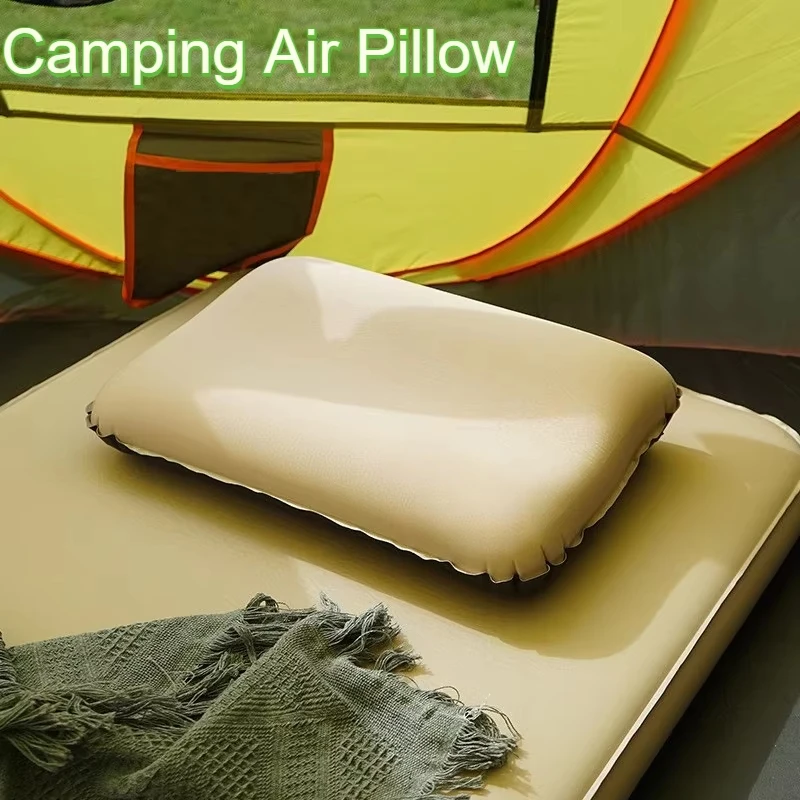Ultralight Compact Self Inflating Camping Pillow, 3D Ergonomic Neck Support Sponge Travel Pillow for Backpacking Hiking Car Outd