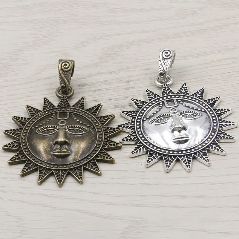 1 sztuk 54*70mm 2 kolor duży promieniowania słońca Charms natura wisiorki ręcznie wykonana dekoracja w stylu Vintage dla DIY komponenty do wyrobu biżuterii