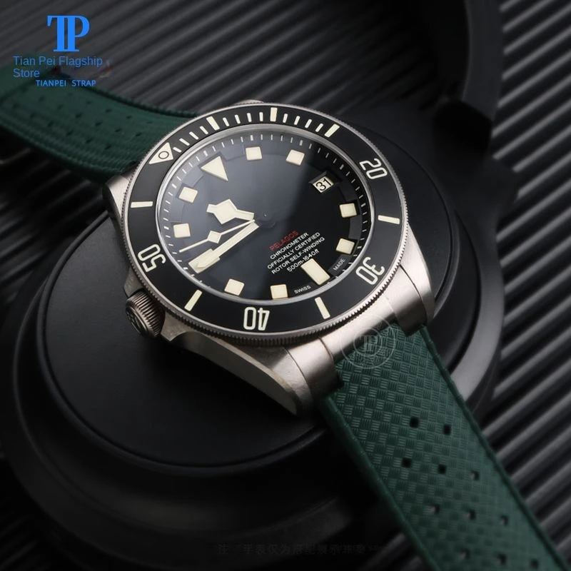 Breathable Strap For Tudor Submarine Pelago Battle Axe m25600 25500 25600 Rubber Watch Chain Waterproof Convex 22x12mm Watchband