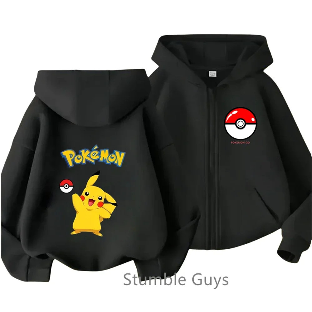 Kawaii Pokemoned bluza z kapturem na zamek 2-13 lat bluza dziecięca z długim rękawem dzieci chłopcy ubrania dziewczyny nastolatki Sonic kombinezon z kapturem