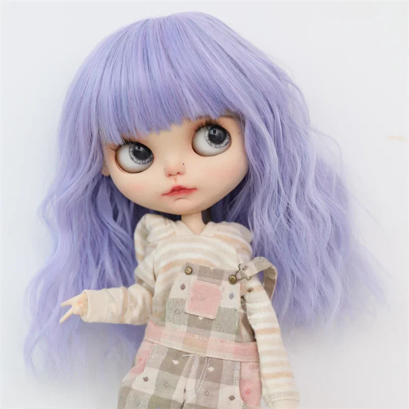 New BJD Doll Wig For Blythe Doll Accessories Brown/Blue Color Long Hair Temperature Silk Hair Instant Noodle Roll