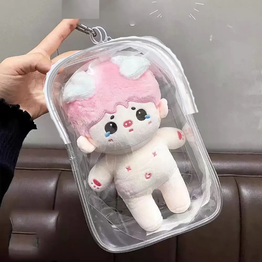 Glitter Plush Doll Display Box PVC Dustproof Cotton Doll Takeaway Bag Thicken Doll Display Dolls Transparent Organizer Bag