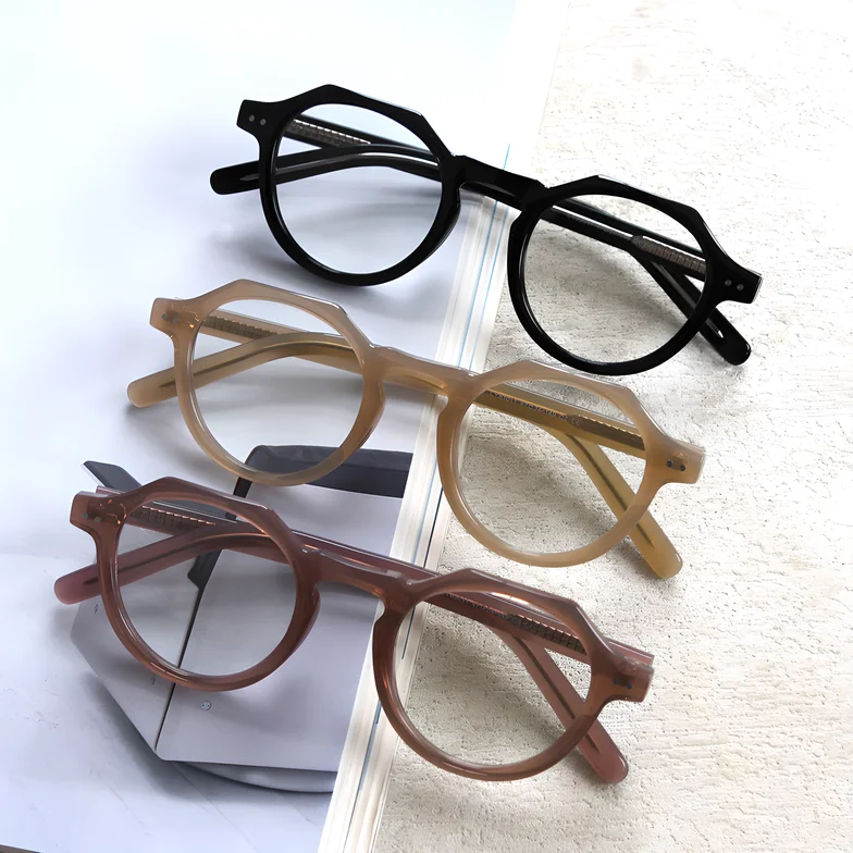 Black and White Contrast Color Acetate Flat Lens Glasses Spectacle Frame Women's and Men's Eyeglasses