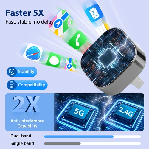 Pionray 2 en 1 Dongle inalámbrico CarPlay adaptador inalámbrico Android Auto AI caja inteligente sistema inteligente de coche para coche con WiredCarPlay