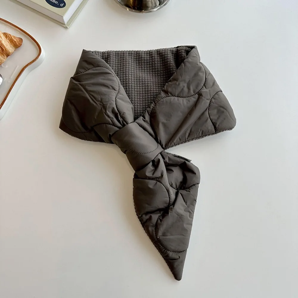 Simple Keep Warm Cross Feather Scarf Windproof Korean Style Down Neck Scarf Neck Protection Solid Color Thermal Shawl Cycling