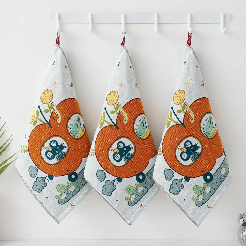 Cute 34x40cm Large Hand Towel 4 Layer Cotton Gauze Quick Dry Kitchen Towel Decorative Cartoon Handkerchief Towel for Children