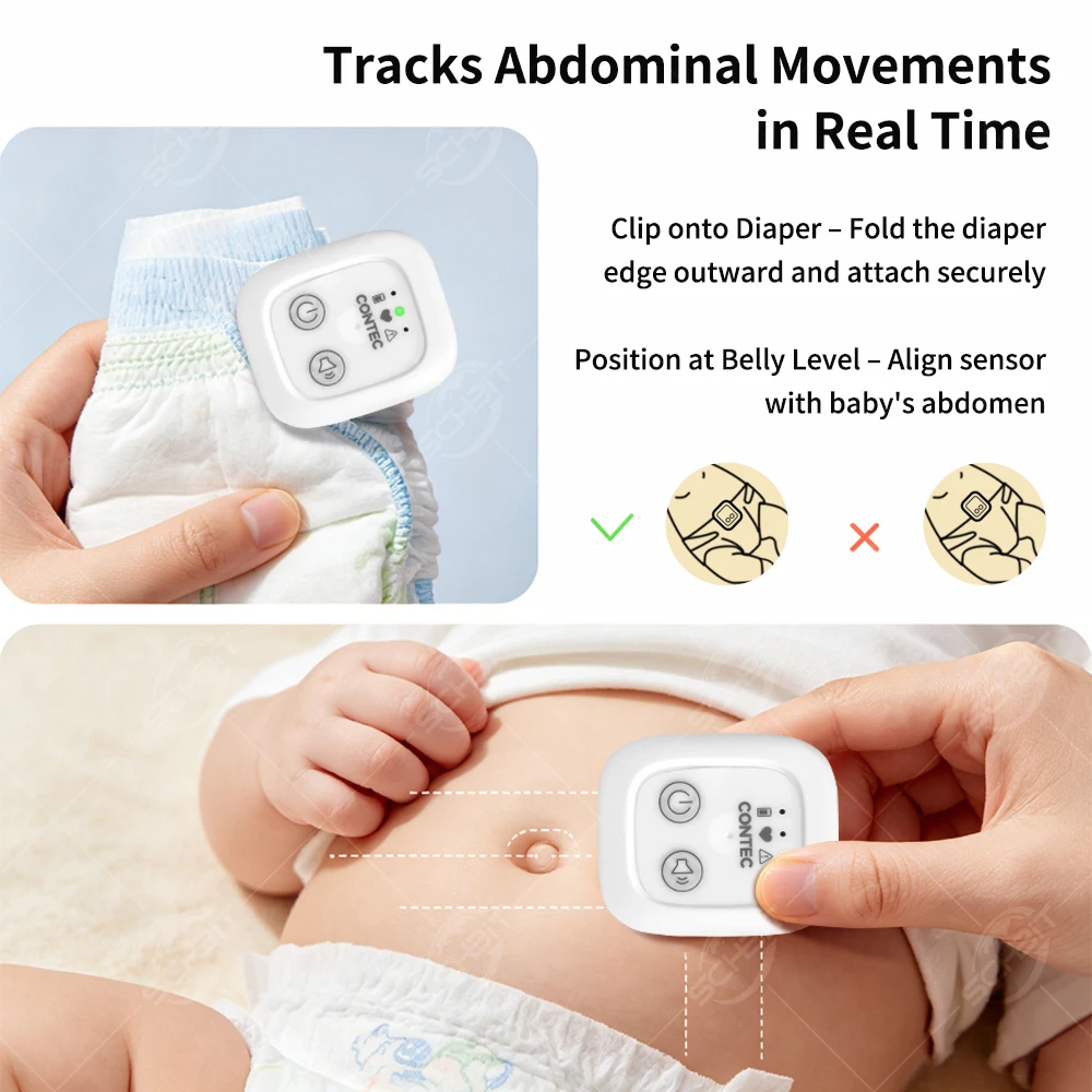 

Baby Wearable Breathing Movement Monitor Prone Posture Reminder Abnormal Breathing Alarm Baby Body Movement Sensor