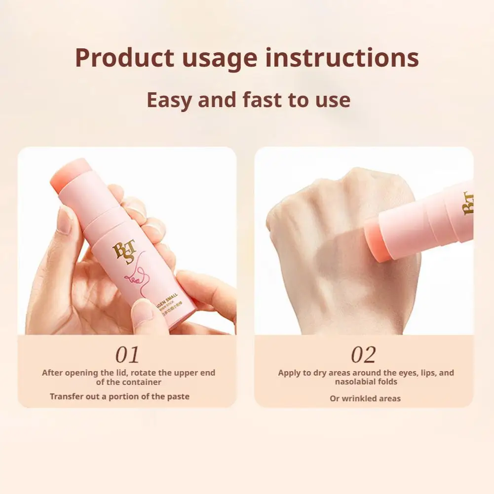 Pink Collagen Face Balm Stick, Collagen Wrinkle Bounce Multi Balm Stick Hydrating Moisturizing, Reduce Fine Lines, Firming Skin