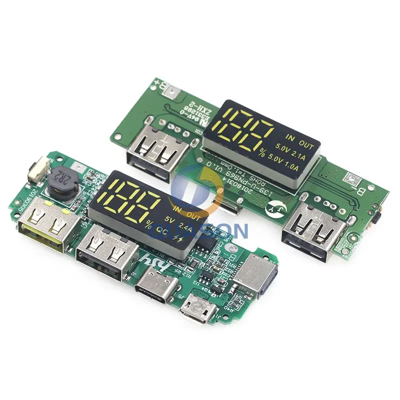 LED Dual USB 5V 2.4A Micro/Type-C USB Mobile Power Bank 18650 Charging Module Lithium Battery Charger Board Circuit Protection