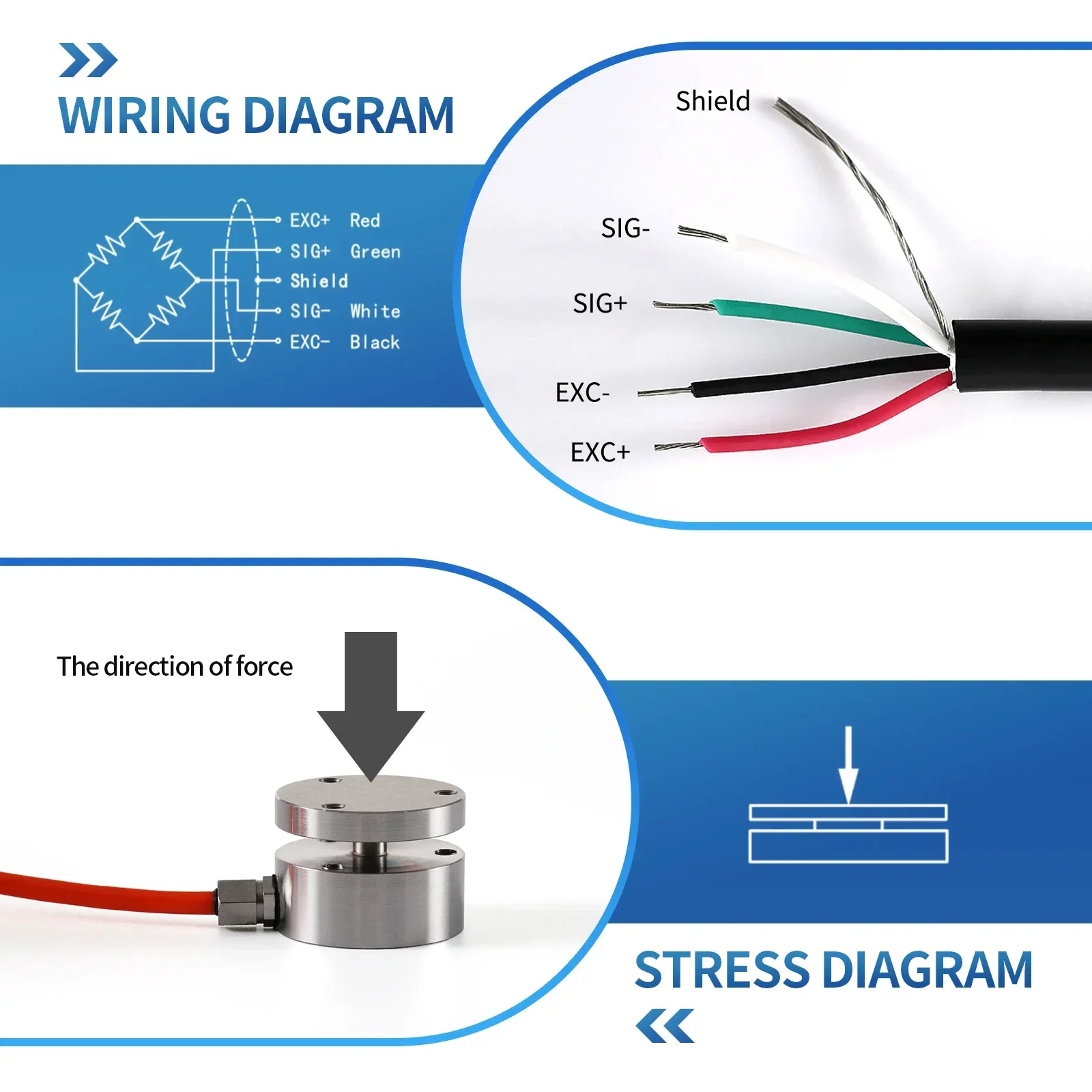 Micro Load Cell Sensor Bellows Type Test Compression Force Weight Pressure Sensor Capacity 20KG-2000KG Adapts HX711