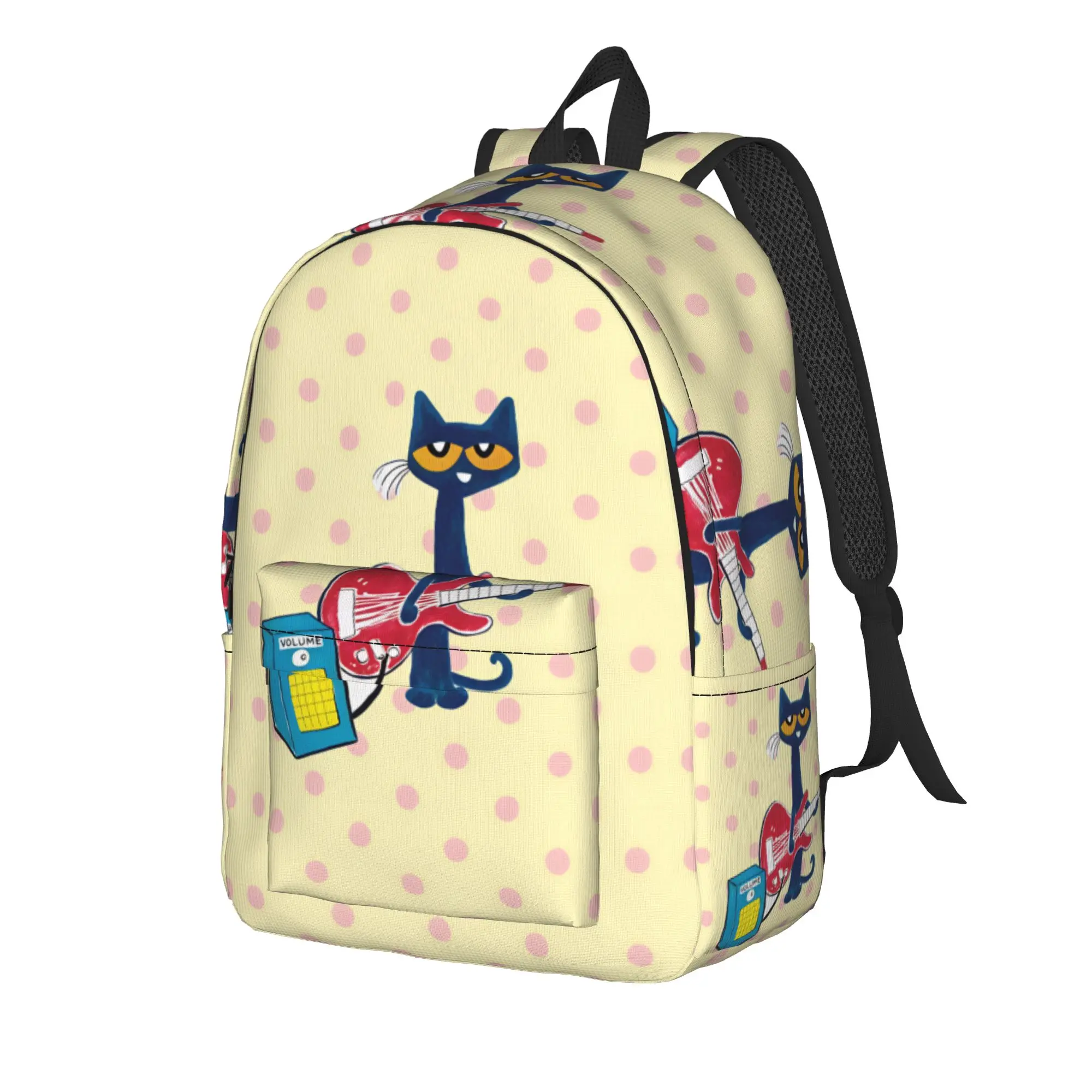 Pete  Cat   Backpack Student  Breathable Backpacks Polyester Fashion High School Bags Sport Custom Rucksack