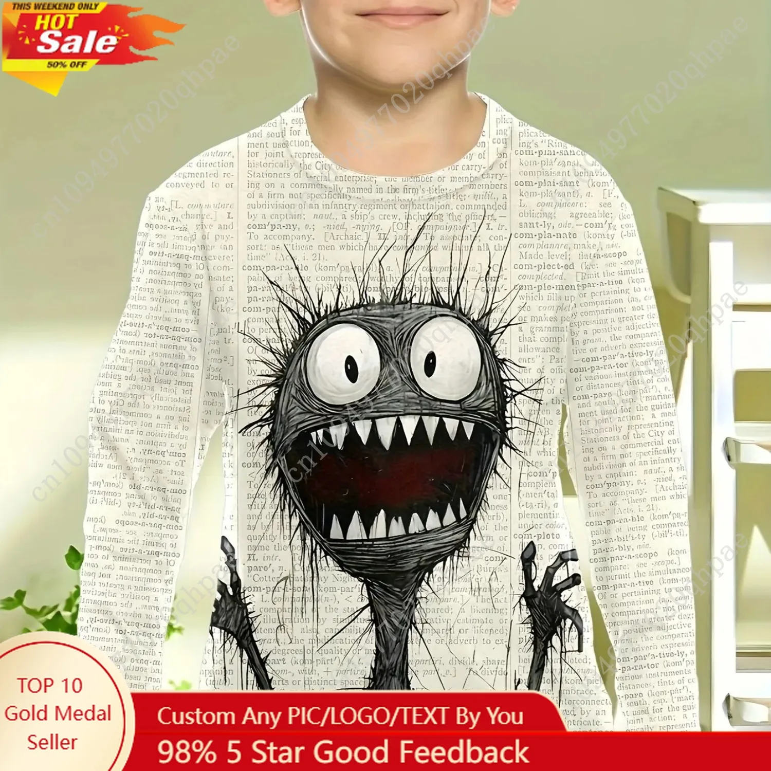 

2024 Kids Clothes Boys Tshirt Long Sleeve Children Top Halloween Graphic Print Creative Kids Summer Clothes Children's Clothing