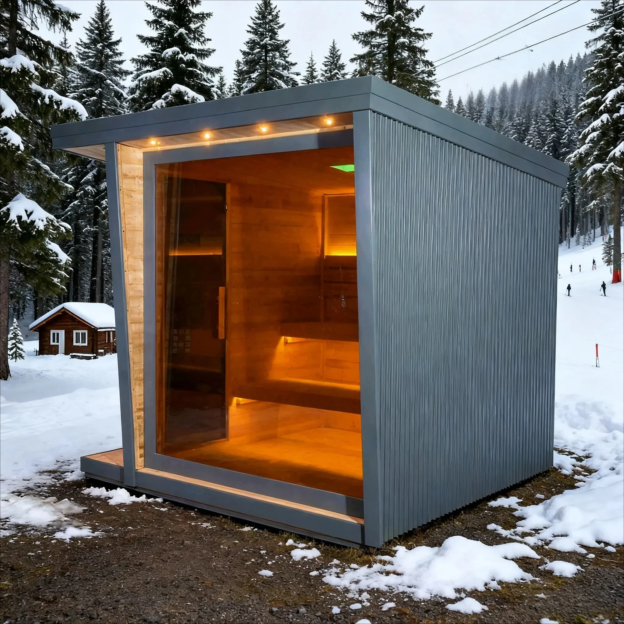 Stocks 4-6 Person Outdoor Steam Sauna Room Spruce Wooden Sauna with Heater