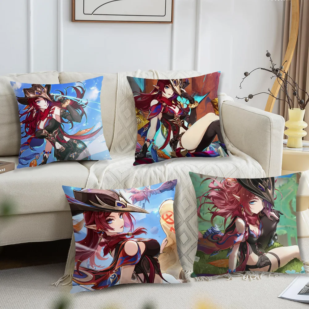 Game Genshin Impact Chasca Pillow Case Living Room Sofa Cushion Cover Suitable For Home Bedroom Room Decoration