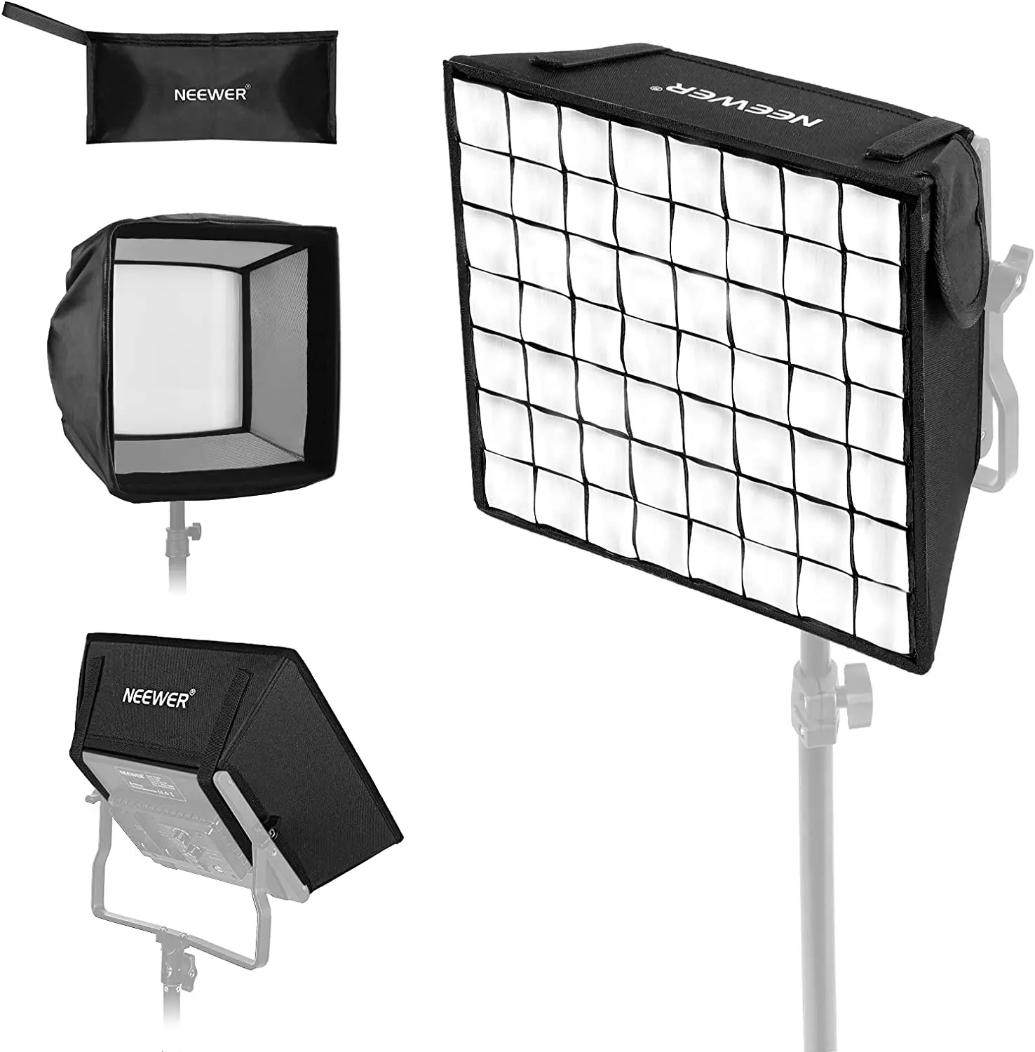 Neewer-difusor Softbox Dobrável com Grade e Bolsa Painel Led de Vídeo 122×114 ” Nl660 Snl660 Rgb660 Snl530