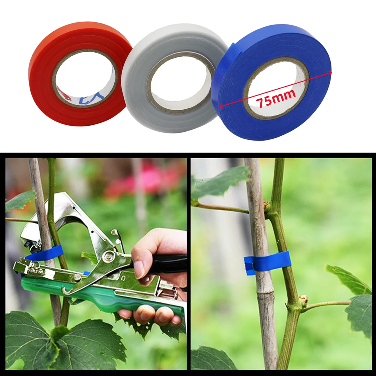 3Pcs Garden Hand Tying Machine Tape Plant Vine Branch Cable Tie for Garden Farmland Vegetables Grapes Tomatoes Cucumbers