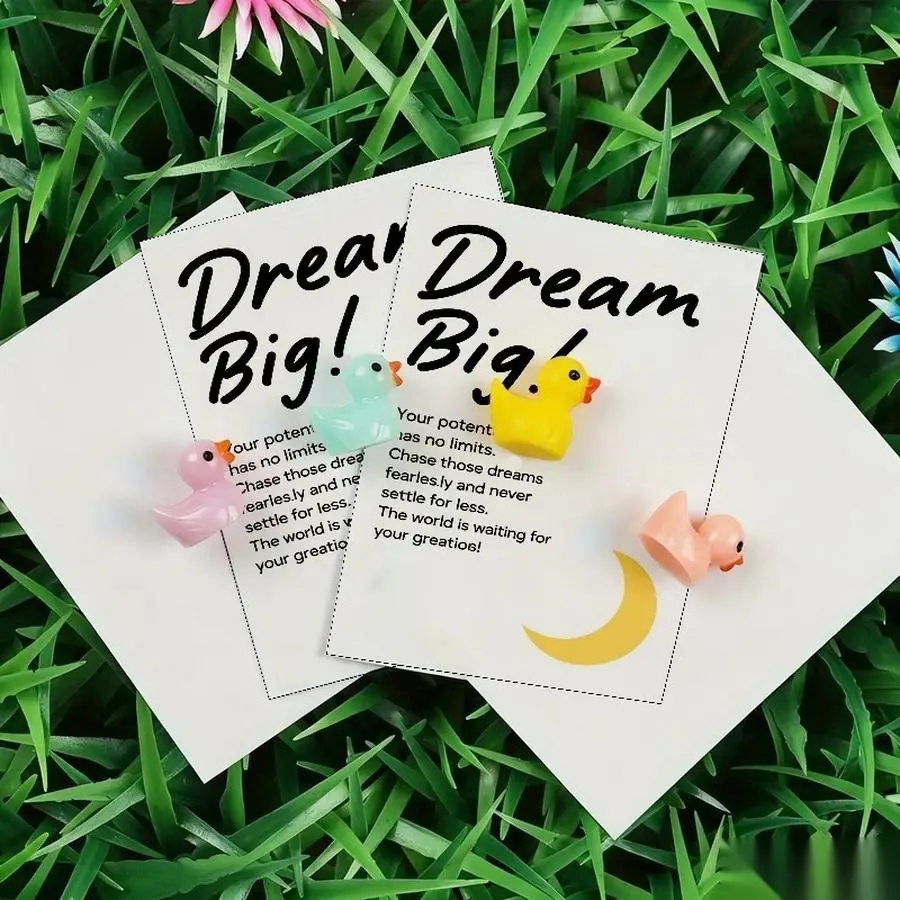 1/5/10/20/50/100pcs  Lucky Duck Pocket Hugs - Fantasy Theme Resin Charms with Inspirational Messages, Assorted Colors, Includes
