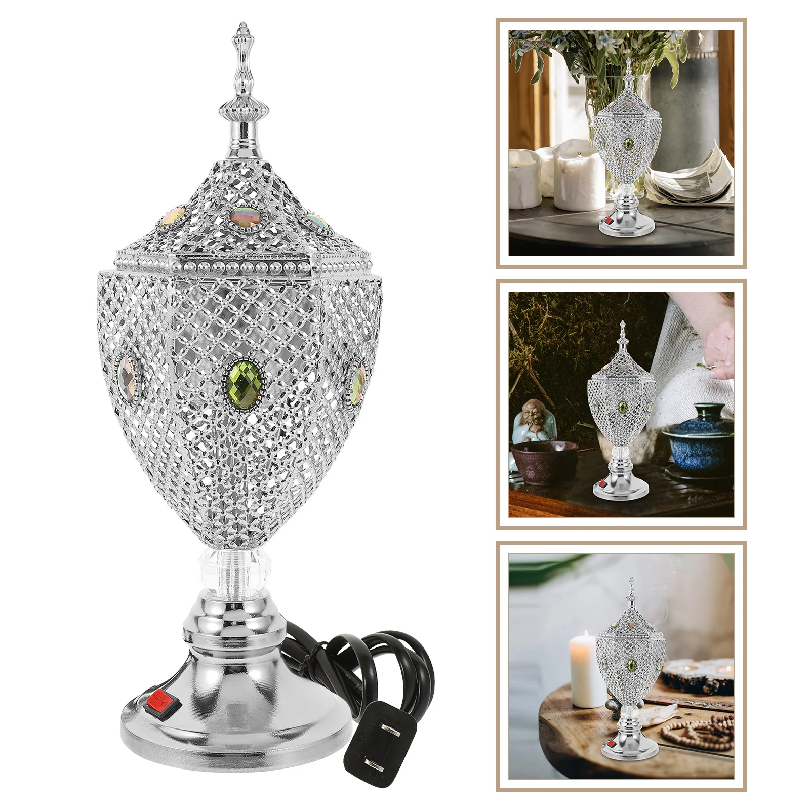 

Electric Incense Burner Vintage Decorative Censer Plug In Aroma Therapy Home Decor Retro Metal Stove Us Plug