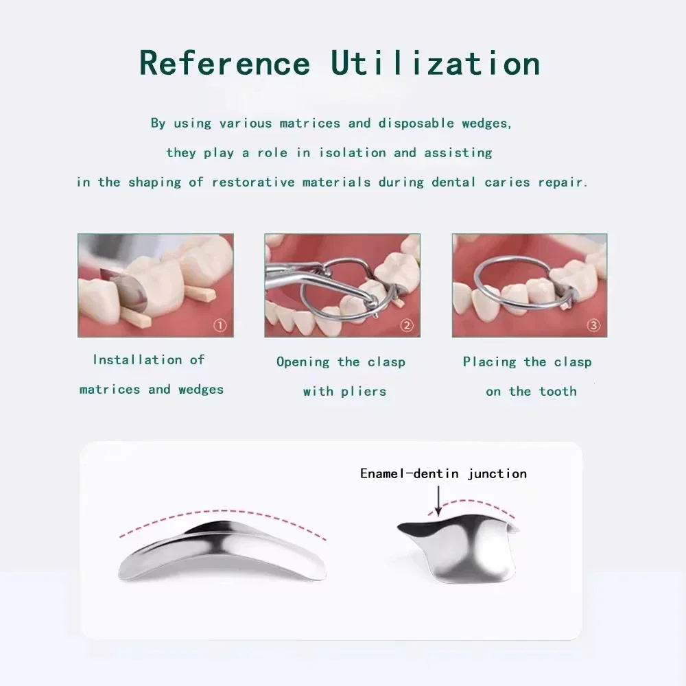 Dental Matrix Contoured Sectional Matrix Kit Steel Bands Rings Teeth Forming Matrices Orthodontic Supplies Lab Tool view 5