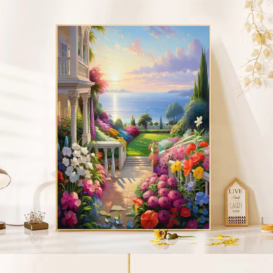 GATYZTORY-Pintura por números, DIY Gift, Arte pintada à mão, Home Garden, Decoração Paisagem, Adultos Artesanato, 60x75cm