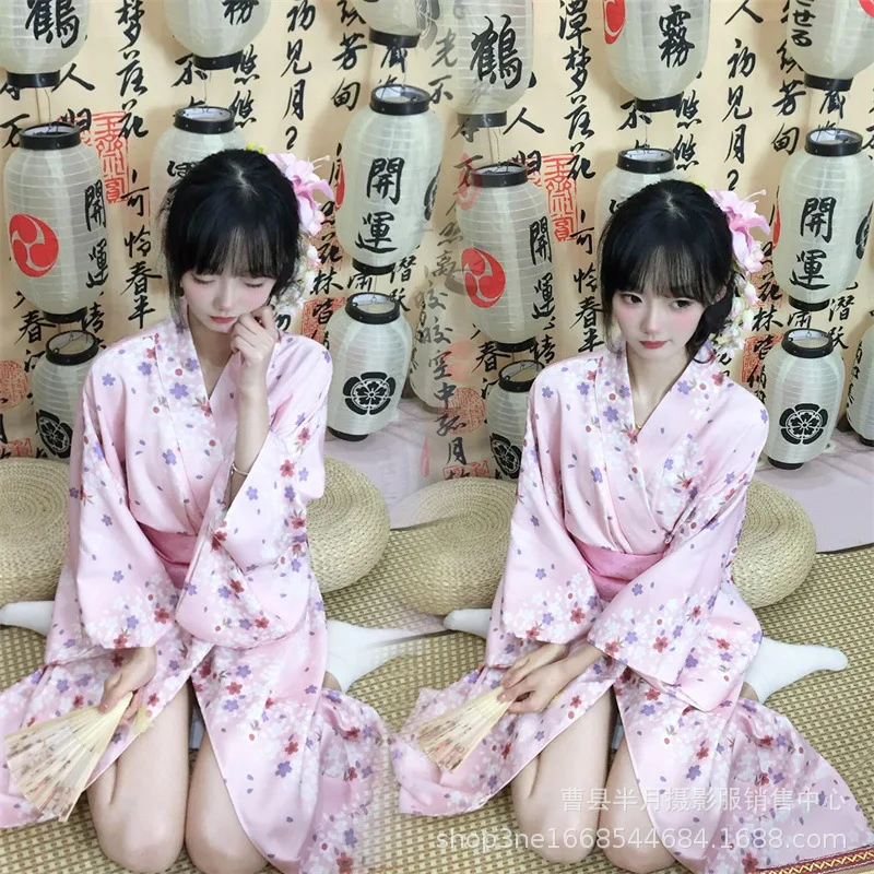 Japanese Style Photography Kimono Girls Dress Traditional Reformed Hanfu Photography Dress Female Spring Season