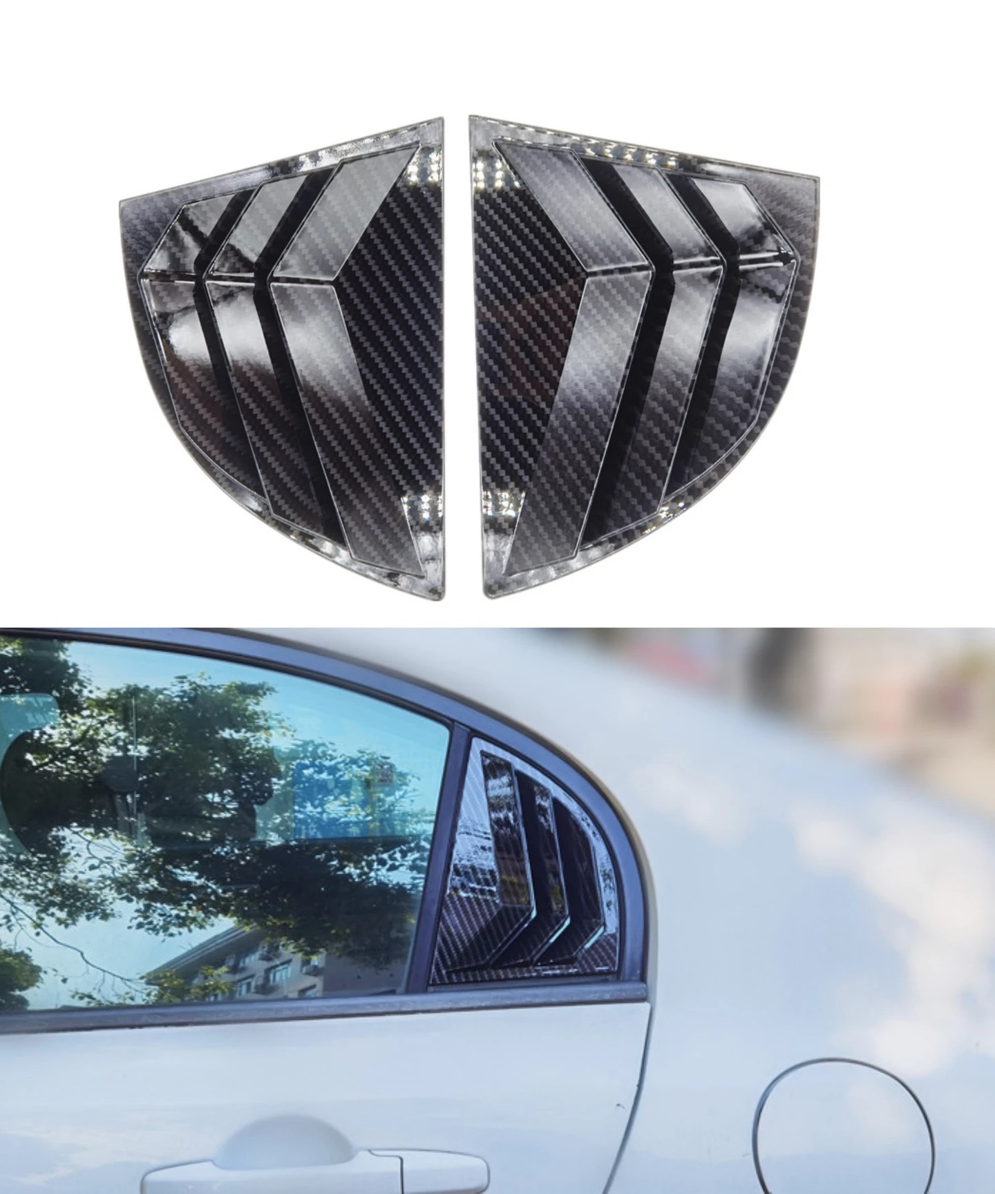 

For Honda Civic Sedan 8th 2006-2010 Carbon Fiber Car Rear Louver Window Side Shutter Cover Trim Sticker Vent Scoop ABS Style