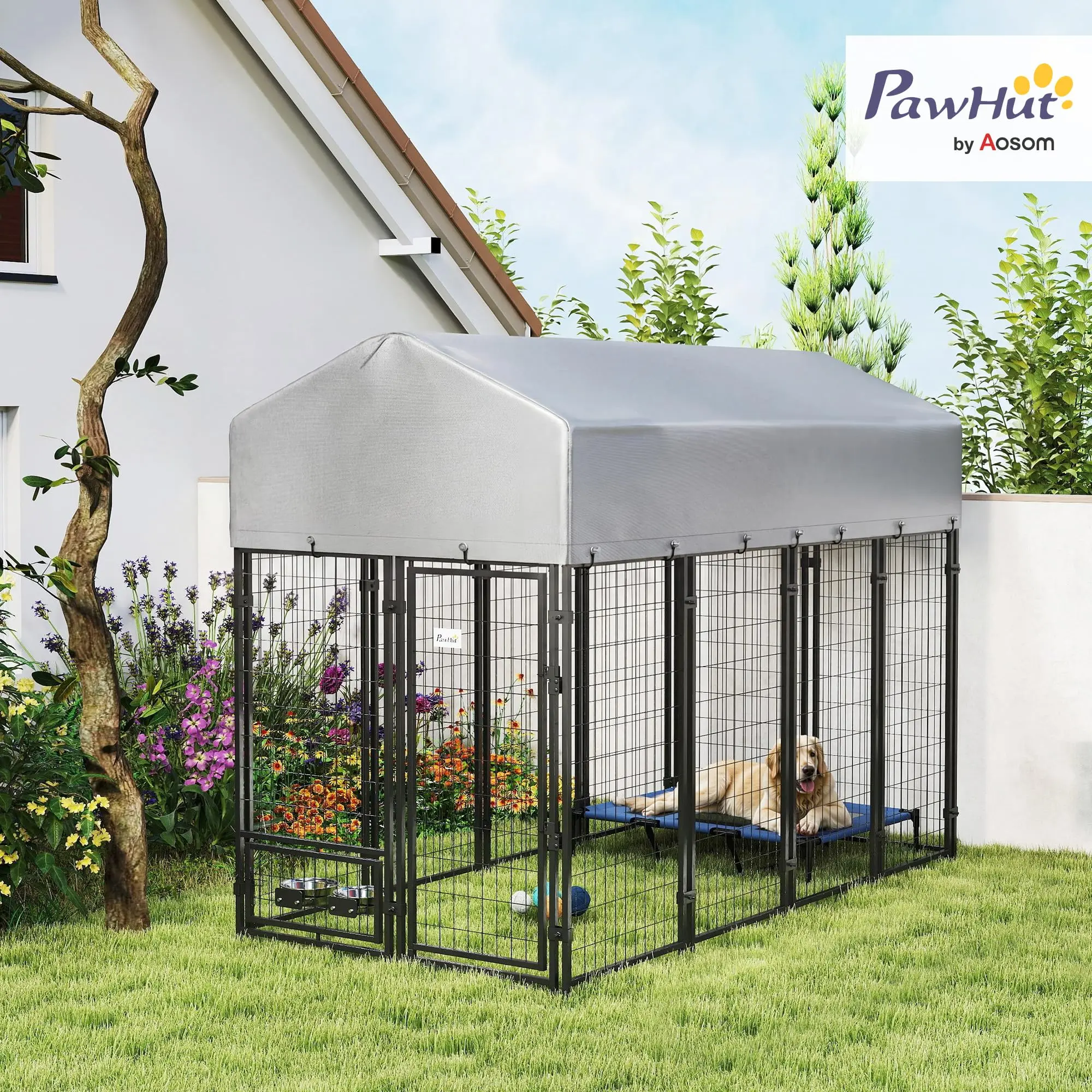 8' x 4' x 6' Dog Kennel Outside Welded Wire for Silver