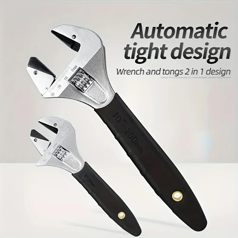 

1pc Self Tightening Ratchet Wrench, 8/10 Inch Cr-V Steel Wrench Adjustable Bathroom Wrench, Suitable for Households