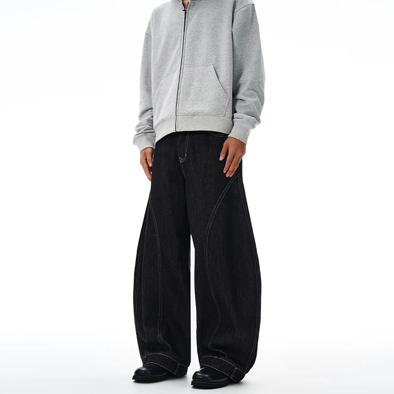 2025 ฤดูใบไม้ร่วงใหม่ใบมีดโค้งสไตล์กางเกงยีนส์ผู้ชายหลวมขาตรง high-end อินเทรนด์ Street สไตล์ญี่ปุ่น DENIM กางเกง