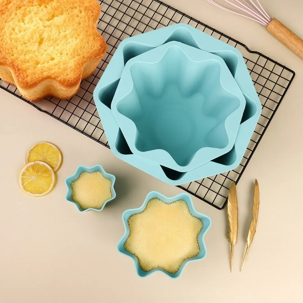 4PCS/SET Durable Non-Stick Octagonal Cake Mold Silicone Soft Egg Tart Molds DIY High Temperature Resistant Flan Pan Mold Kitchen