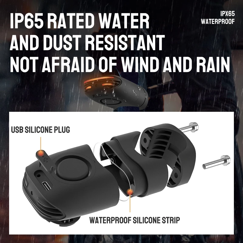 4 Mode Smart Alarm Bicycle Tail/Brake Light 3 In 1 IP65 Waterproof One Touch Arming Night Cycling Outdoor LED Warning Lights