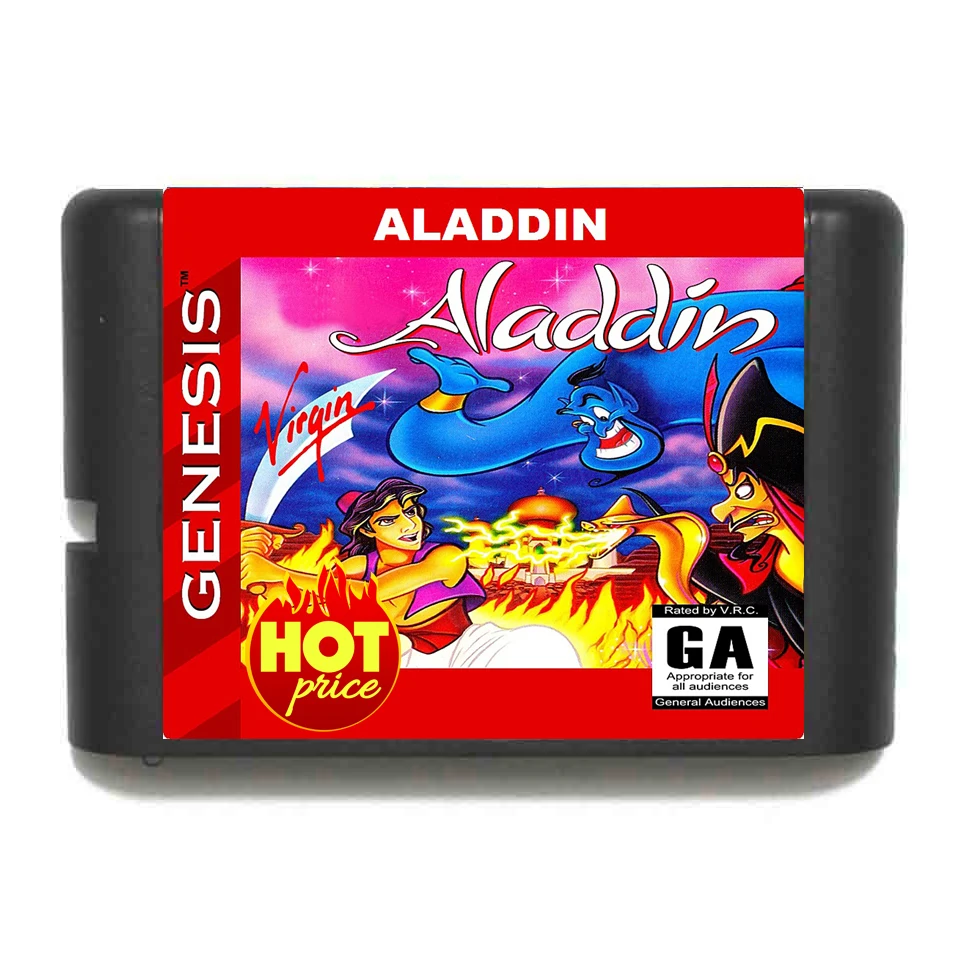 Aladdin 16 Bit MD Game Card Reproduction Game Cart for Sega Genesis Mega Drive