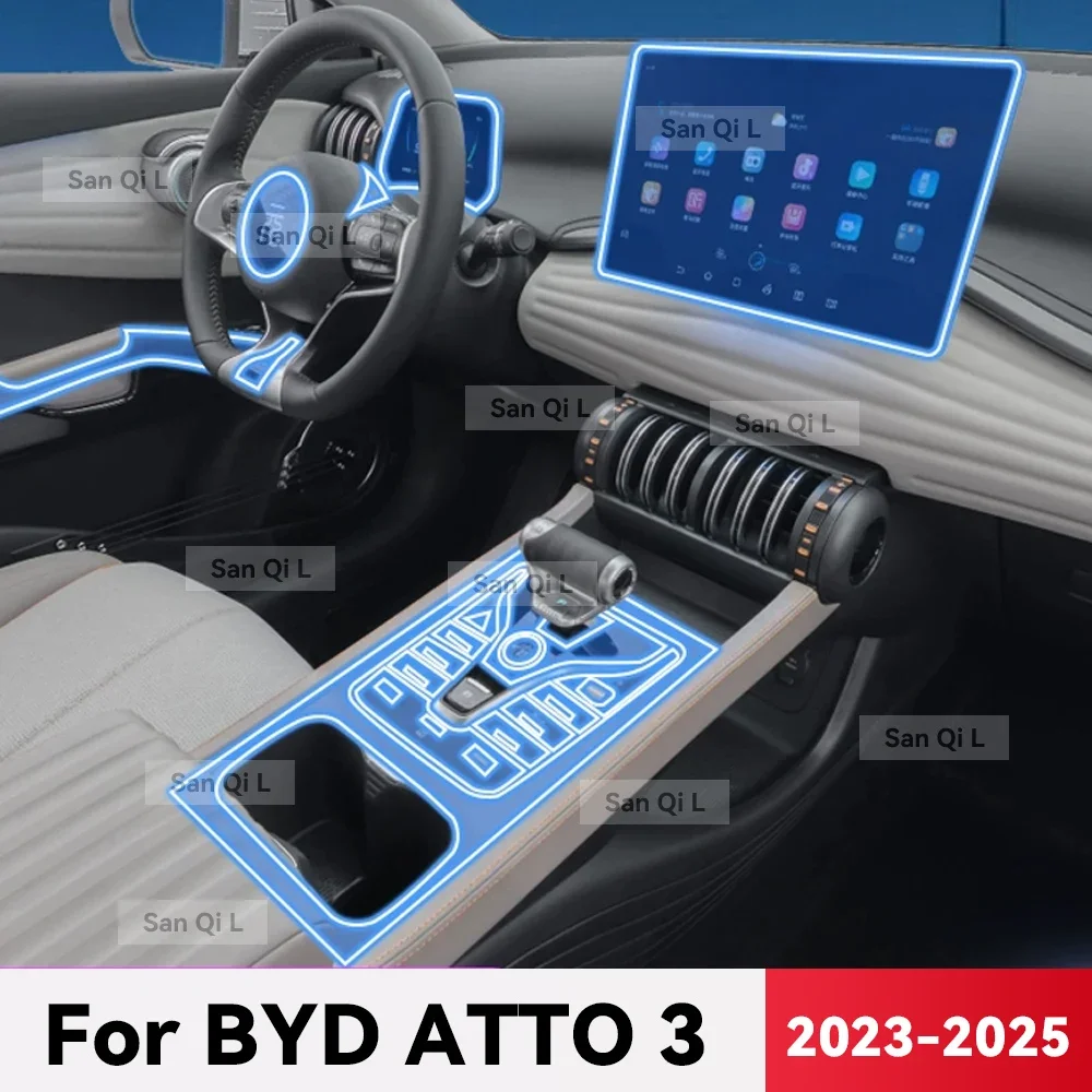 

Для BYD ATTO 3 EV 2023-2025 прозрачный ТПУ автомобильная центральная консоль медиаприборная панель навигация защита от царапин внутренняя пленка