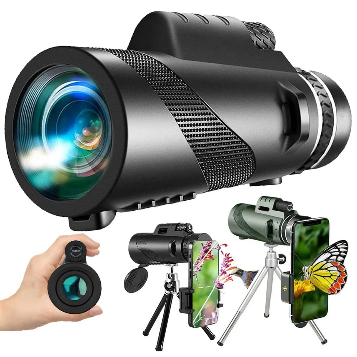 Smartphone Lens 10x42 Handheld Monocular Telescope HD Outdoor Waterproof Low-light Night Vision Support Mobile Phone photography