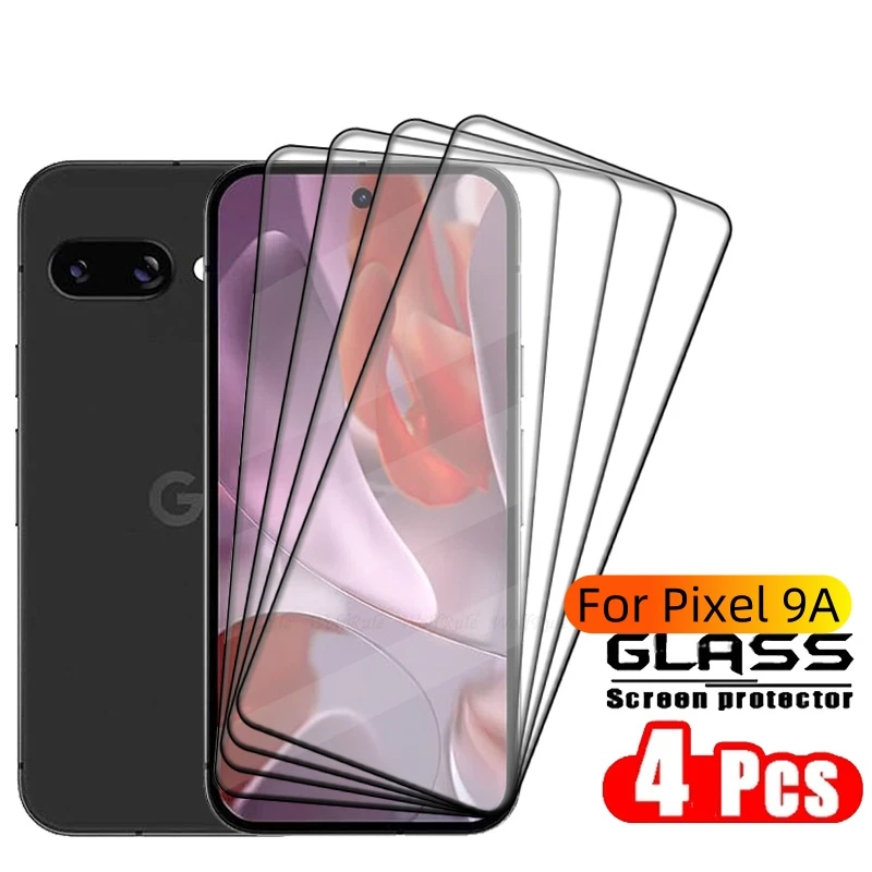 

4PCS For Google Pixel 9A Glass For Google Pixel 9A Tempered Glass Full Cover Glue Protective 9H Screen Protetor Google Pixel 9A
