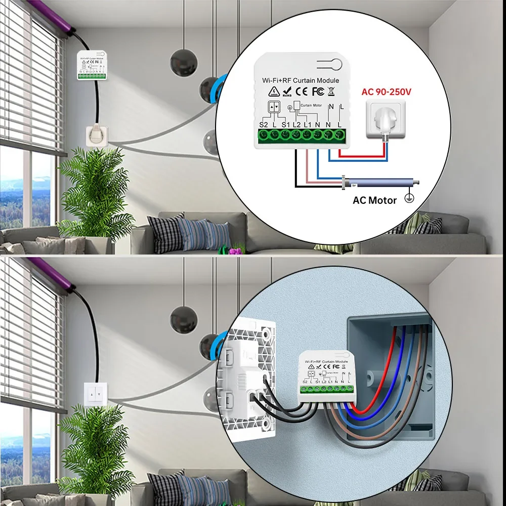 RF433Mhz universal remote control WiFi Tuya SmartLife GoogleHome Alexa Blind Curtain Switch for bedroom Electric Roller Shutter