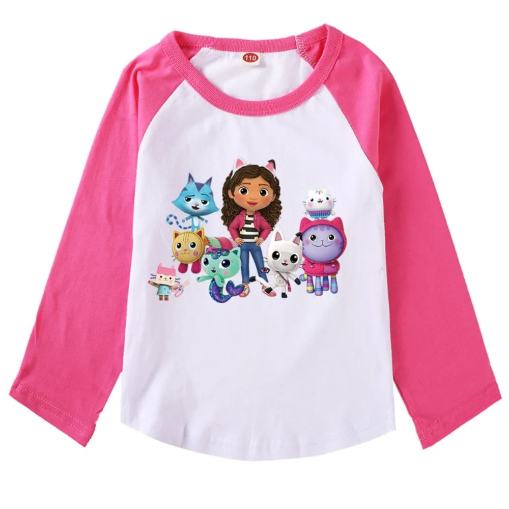 Gabbys Dollhouse T Shirt Kids Cartoon Gaby Chat Clothes Baby Girls Fall Long Sleeve Tops Boys Casual T-shirt Children's Clothing